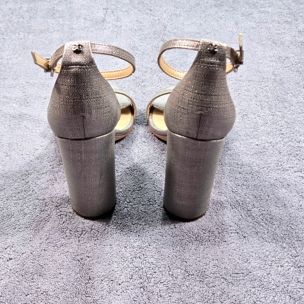 Sam Edelman Yaro Block Heel Sandals Womens 9M Champagne Silver Metallic - Picture 6 of 16